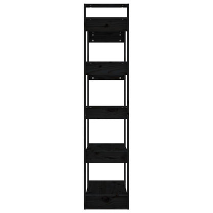 Book Cabinet/Room Divider Black 80x35x160 cm Solid Wood