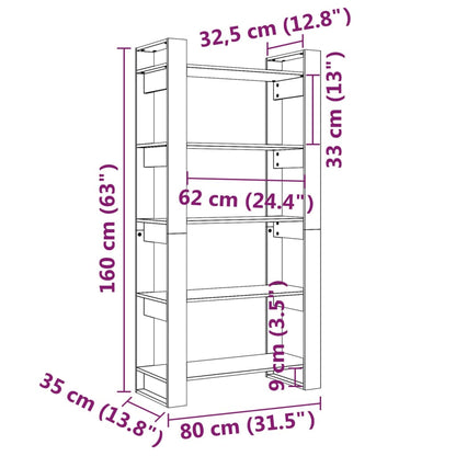 Book Cabinet/Room Divider Black 80x35x160 cm Solid Wood