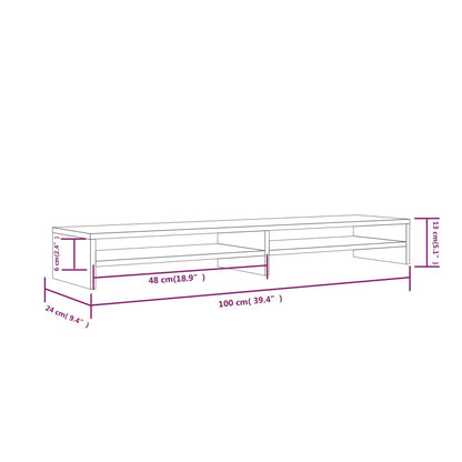 Monitor Stand 100x24x13 cm Solid Wood Pine