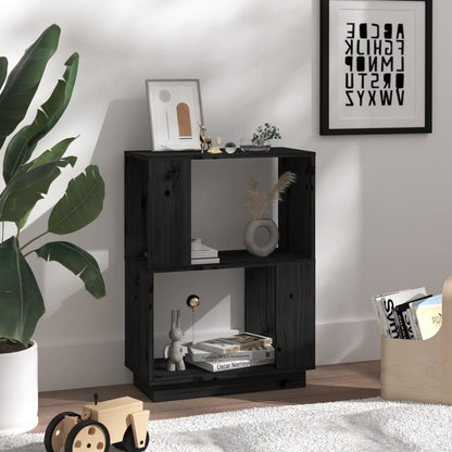 Book Cabinet/Room Divider Black 51x25x70 cm Solid Wood Pine