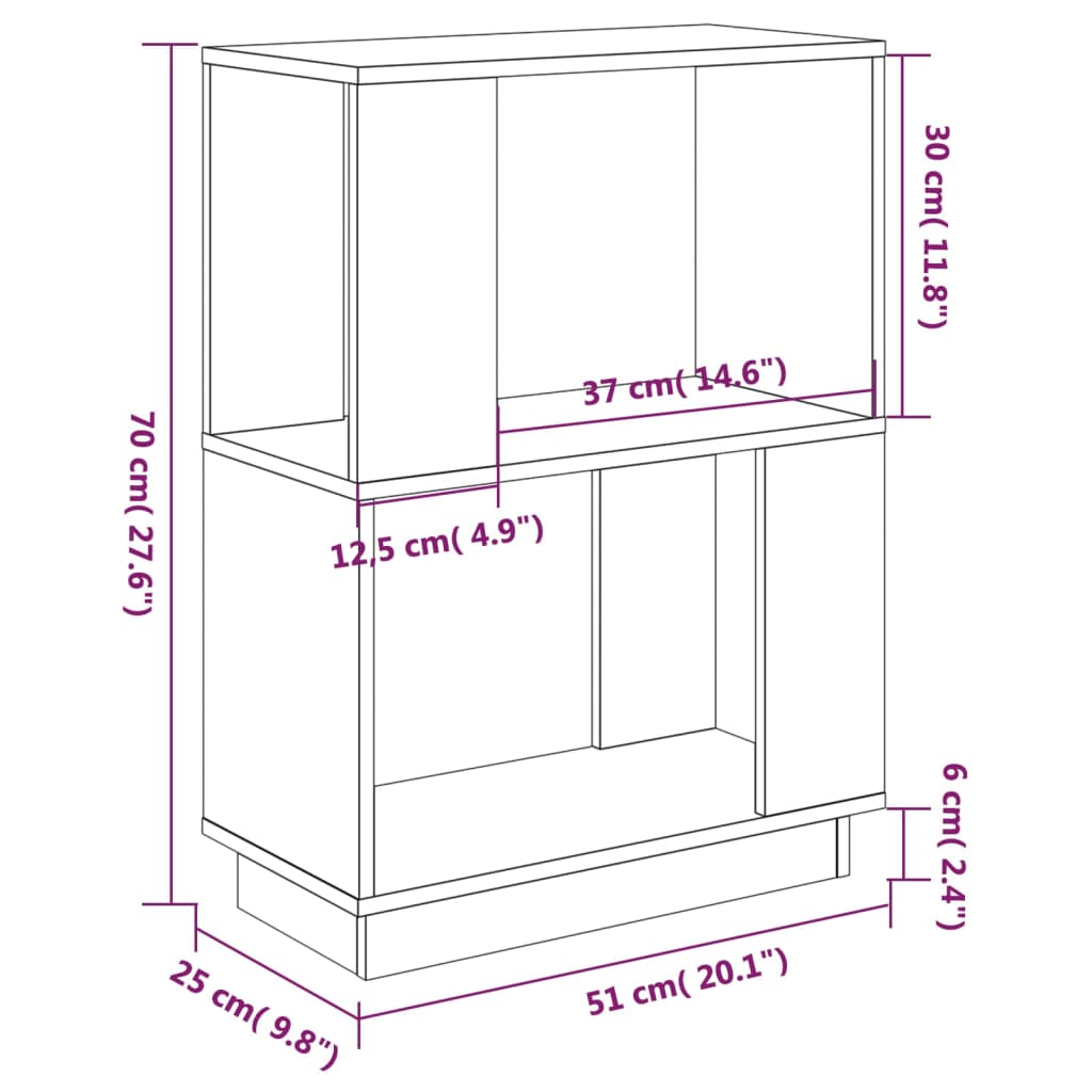 Book Cabinet/Room Divider Black 51x25x70 cm Solid Wood Pine