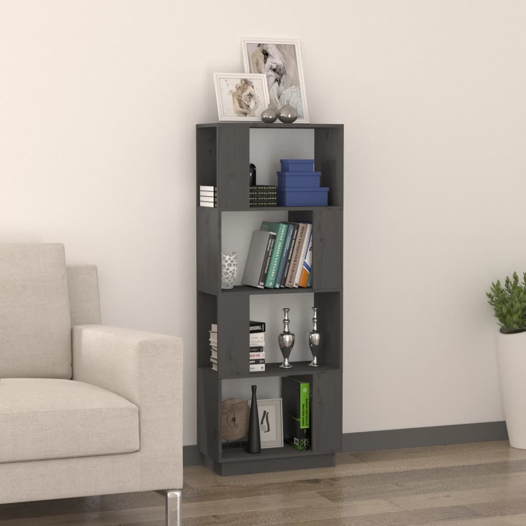 Book Cabinet/Room Divider Grey 51x25x132 cm Solid Wood Pine