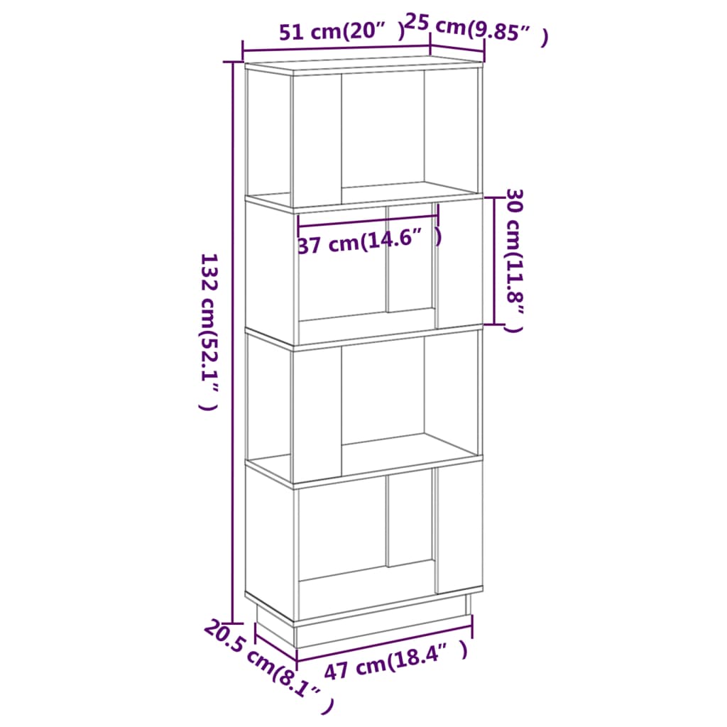 Book Cabinet/Room Divider Grey 51x25x132 cm Solid Wood Pine