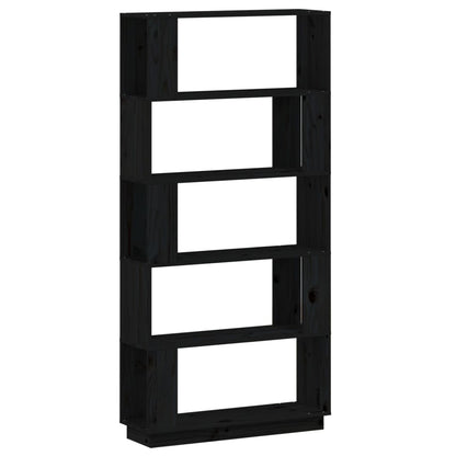 Book Cabinet/Room Divider Black 80x25x163.5 cm Solid Wood Pine