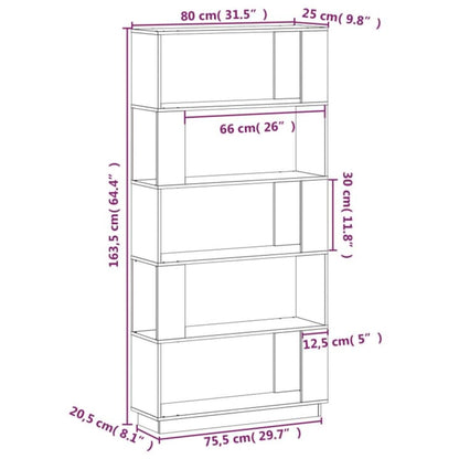 Book Cabinet/Room Divider Black 80x25x163.5 cm Solid Wood Pine