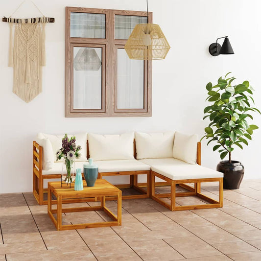 5 Piece Garden Lounge Set with Cushions Solid Wood Acacia (UK/IE/FI/NO only)