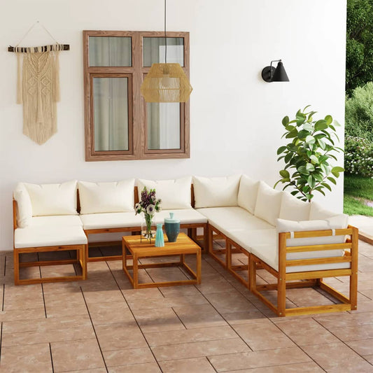 9 Piece Garden Lounge Set with Cushions Solid Wood Acacia