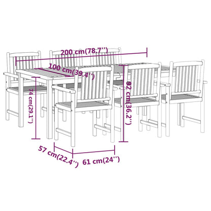 7 Piece Garden Dining Set Solid Wood Acacia