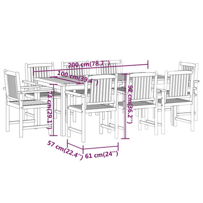 9 Piece Garden Dining Set Solid Wood Acacia