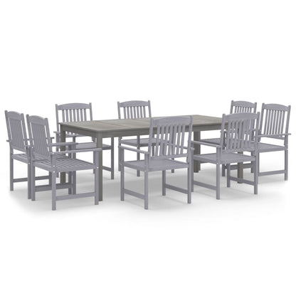 9 Piece Garden Dining Set Solid Wood Acacia Grey