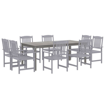 9 Piece Garden Dining Set Solid Wood Acacia Grey