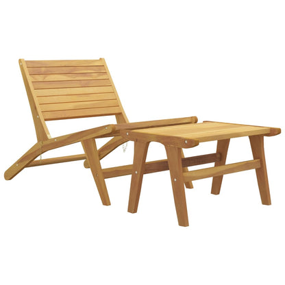 Garden Chair with Footrest Solid Wood Teak
