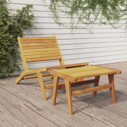 Garden Chair with Footrest Solid Wood Teak