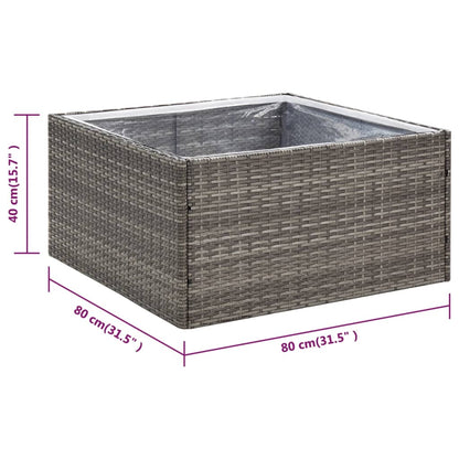 Garden Planter Grey 80x80x40 cm Poly Rattan