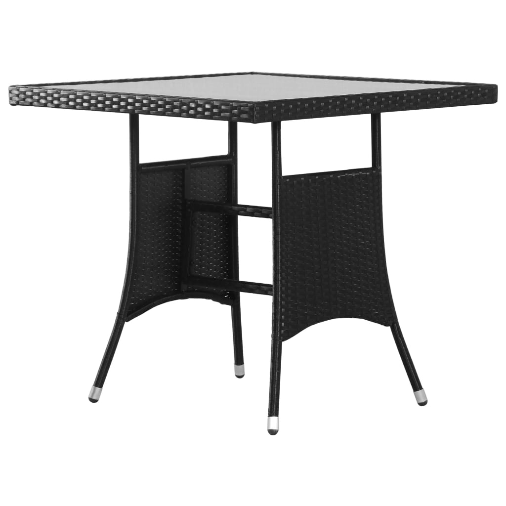 Garden Table Black 80x80x74 cm Poly Rattan