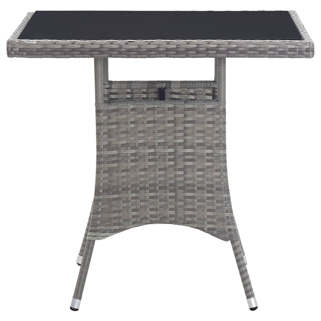 Garden Table Grey 80x80x74 cm Poly Rattan