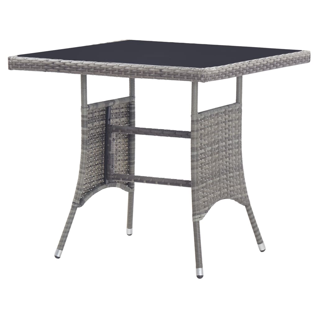 Garden Table Grey 80x80x74 cm Poly Rattan