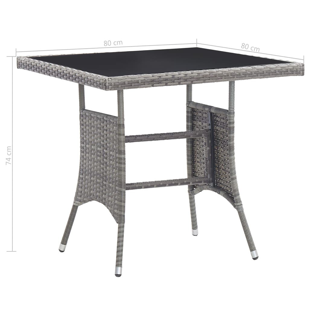 Garden Table Grey 80x80x74 cm Poly Rattan