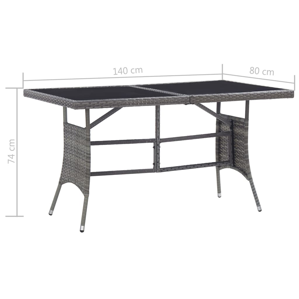 Garden Table Grey 140x80x74 cm Poly Rattan