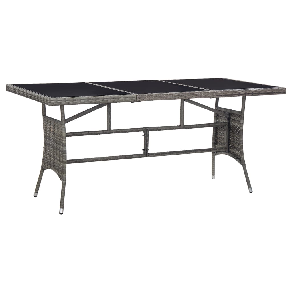 Garden Table Grey 170x80x74 cm Poly Rattan