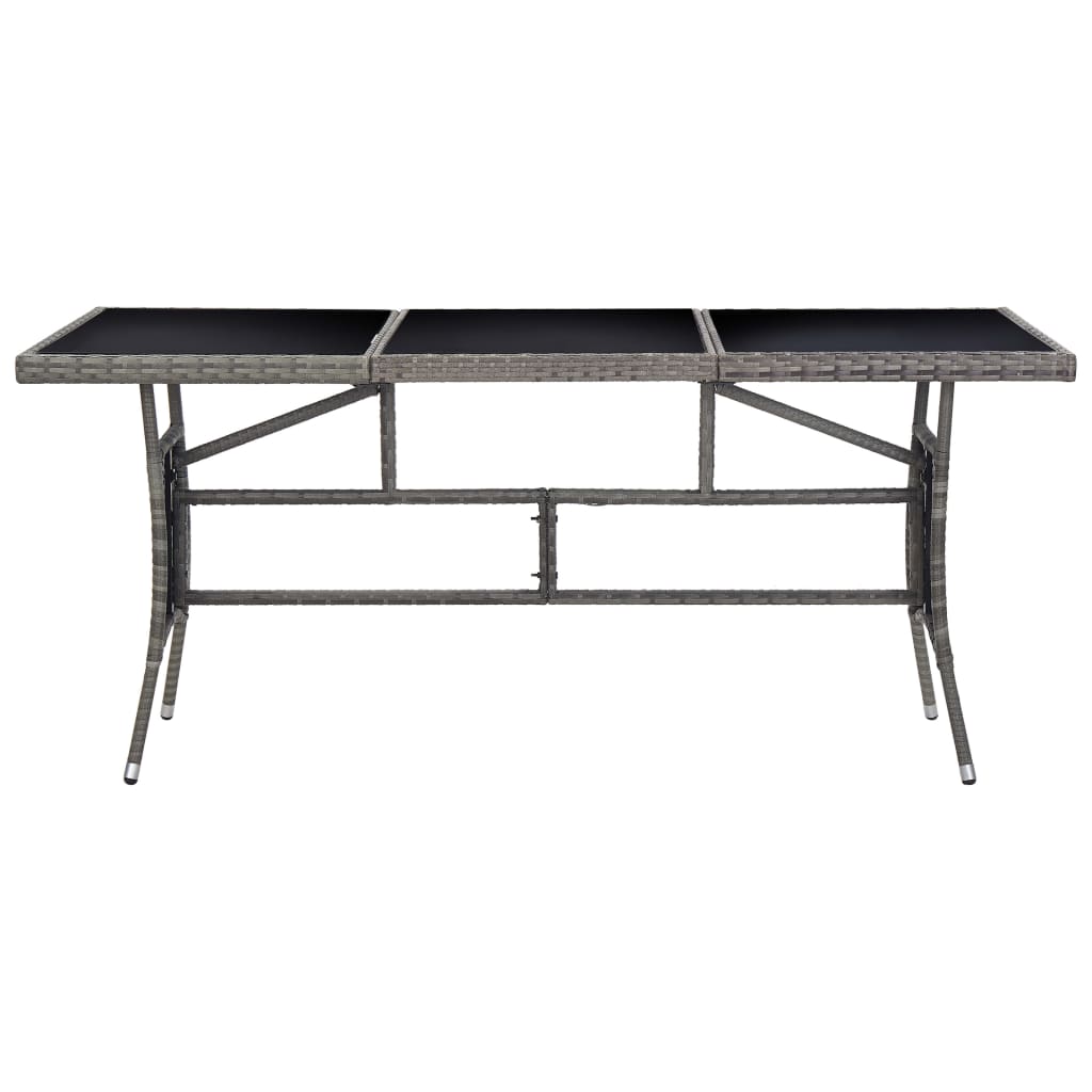 Garden Table Grey 170x80x74 cm Poly Rattan