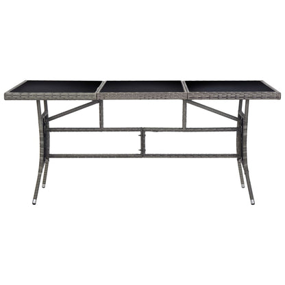 Garden Table Grey 170x80x74 cm Poly Rattan