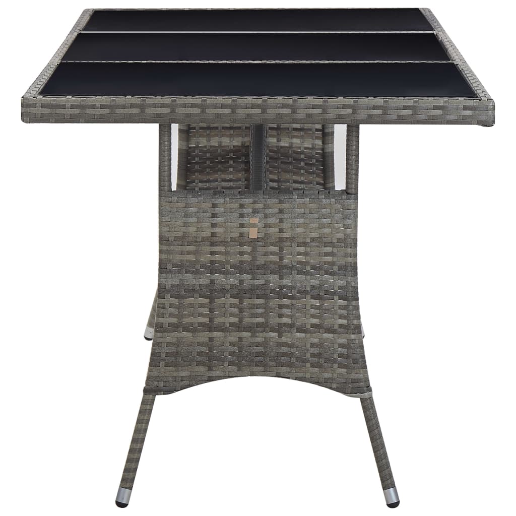 Garden Table Grey 170x80x74 cm Poly Rattan