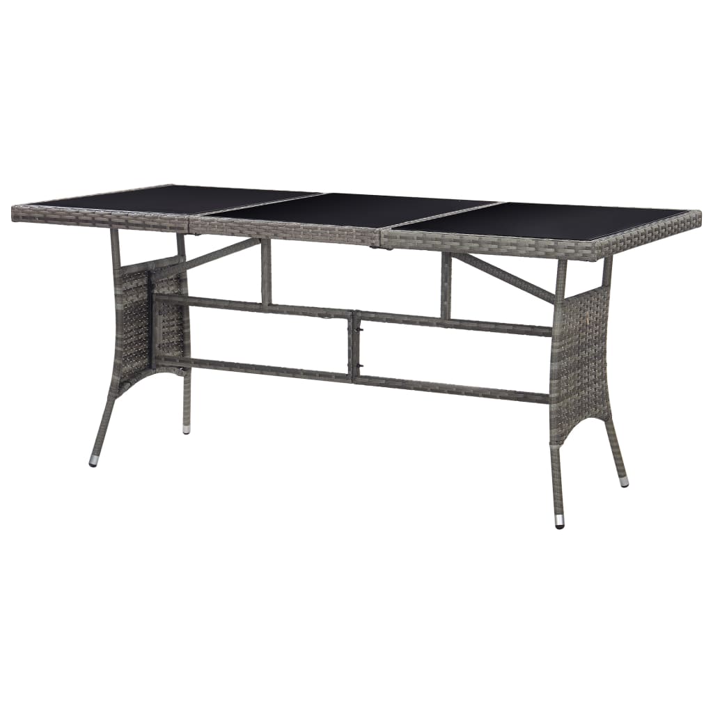 Garden Table Grey 170x80x74 cm Poly Rattan