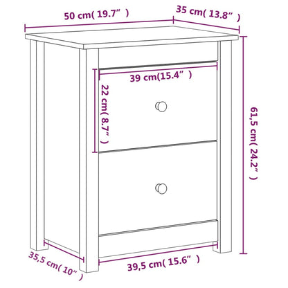 Bedside Cabinet 50x35x61.5 cm Solid Wood Pine