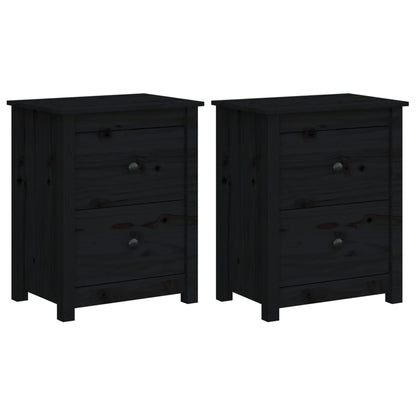 Bedside Cabinets 2 pcs Black 50x35x61.5 cm Solid Wood Pine