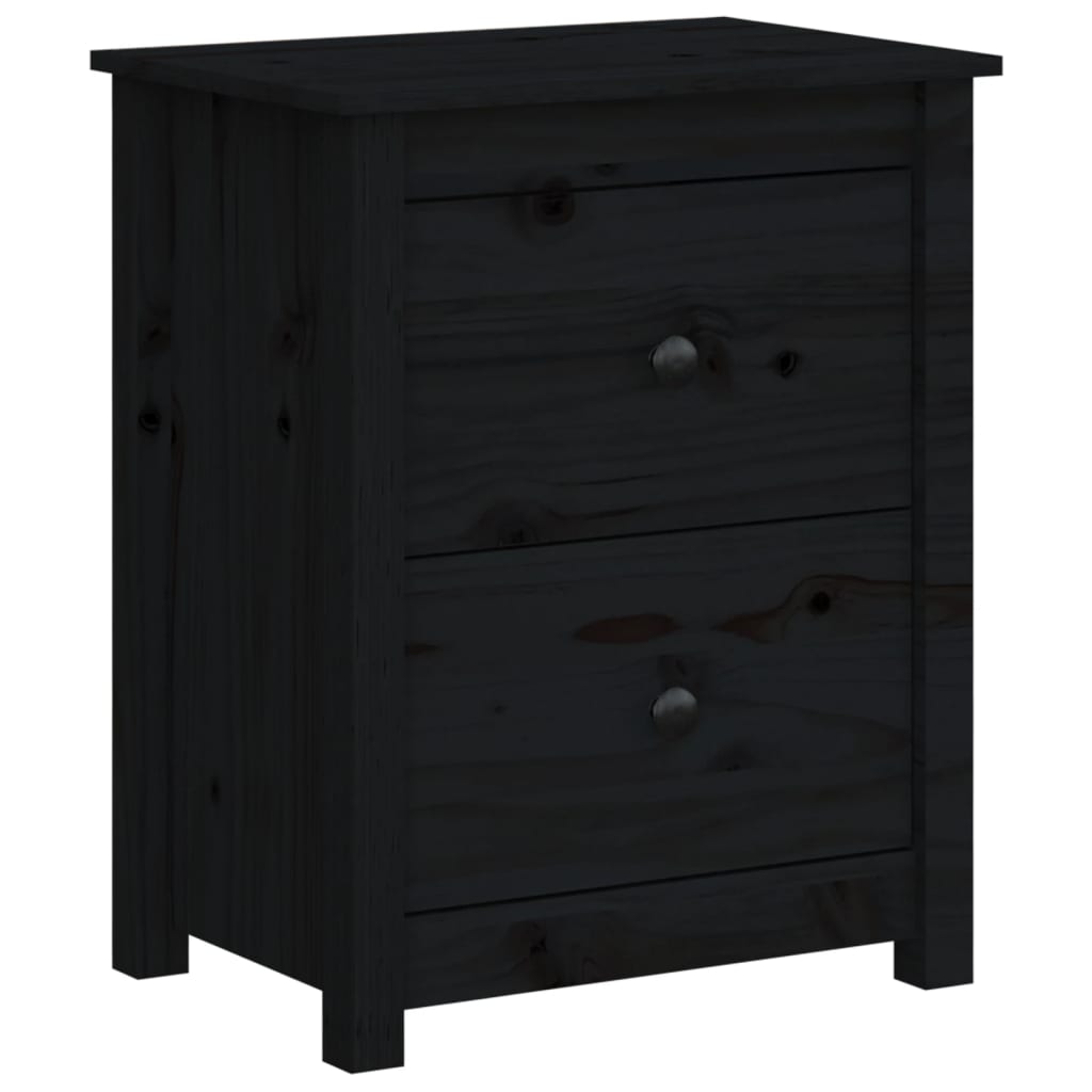 Bedside Cabinets 2 pcs Black 50x35x61.5 cm Solid Wood Pine