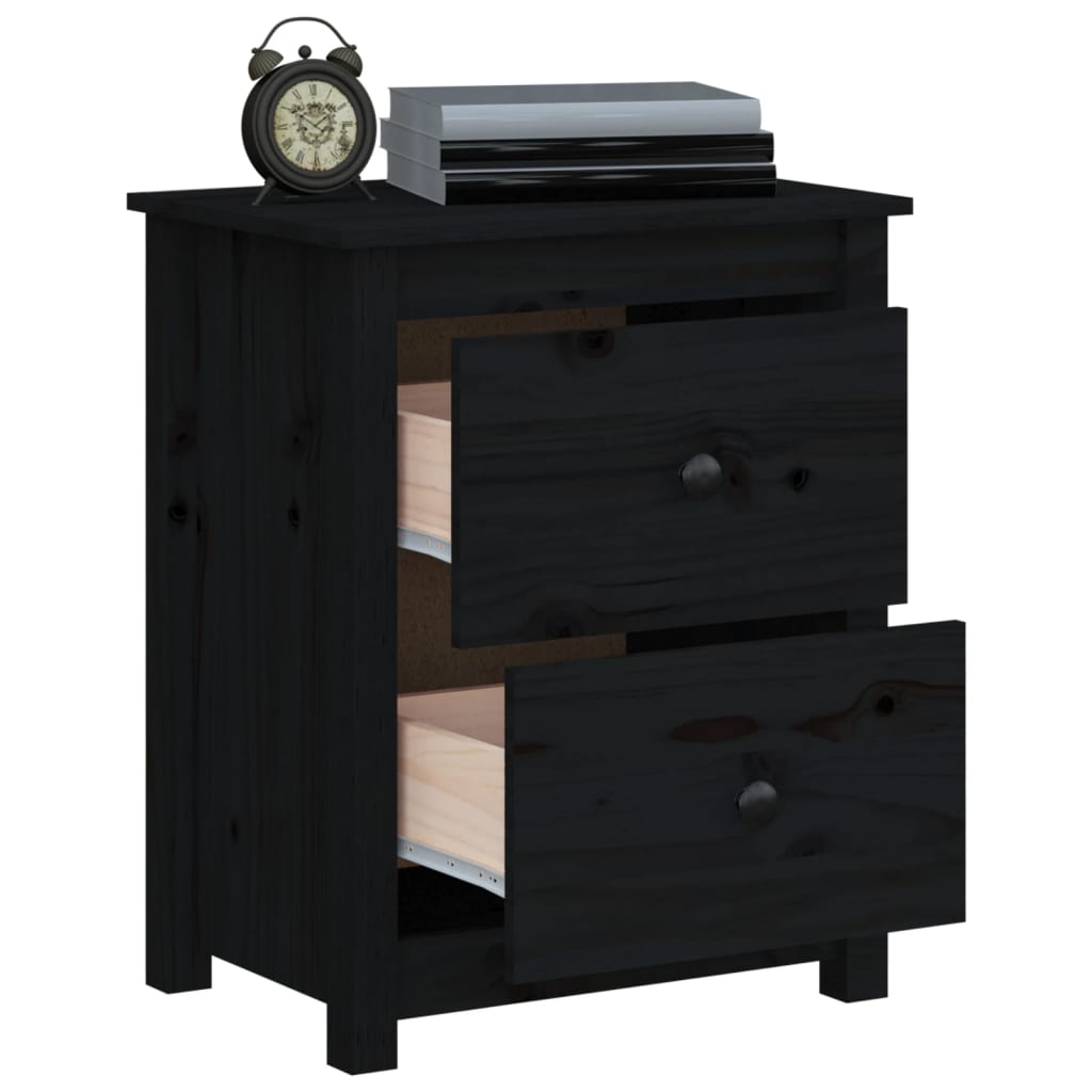 Bedside Cabinets 2 pcs Black 50x35x61.5 cm Solid Wood Pine