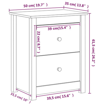 Bedside Cabinets 2 pcs Black 50x35x61.5 cm Solid Wood Pine