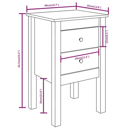 Bedside Cabinets 2 pcs Black 40x35x61.5 cm Solid Wood Pine