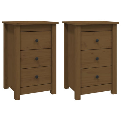 Bedside Cabinets 2 pcs Honey Brown 40x35x61.5 cm Solid Wood Pine