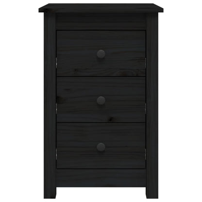 Bedside Cabinet Black 40x35x61.5 cm Solid Wood Pine