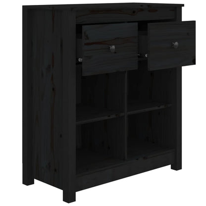 Sideboard Black 70x35x80 cm Solid Wood Pine