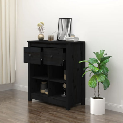 Sideboard Black 70x35x80 cm Solid Wood Pine