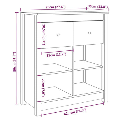 Sideboard Black 70x35x80 cm Solid Wood Pine