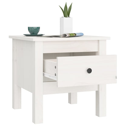 Side Table White 40x40x39 cm Solid Wood Pine