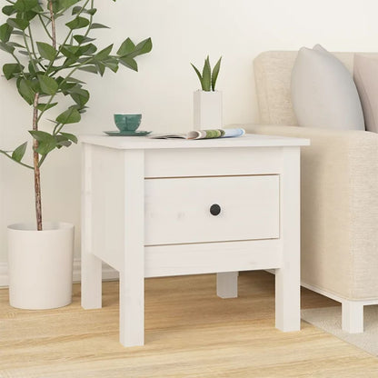 Side Table White 40x40x39 cm Solid Wood Pine