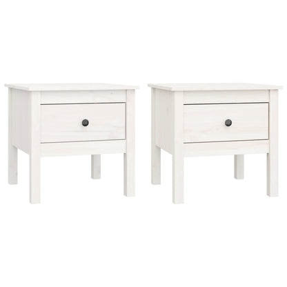 Side Tables 2 pcs White 50x50x49 cm Solid Wood Pine