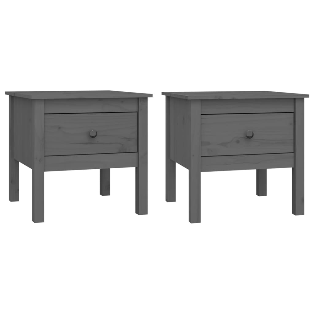 Side Tables 2 pcs Grey 50x50x49 cm Solid Wood Pine