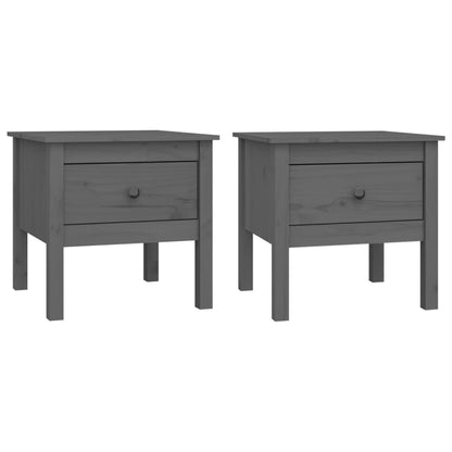 Side Tables 2 pcs Grey 50x50x49 cm Solid Wood Pine