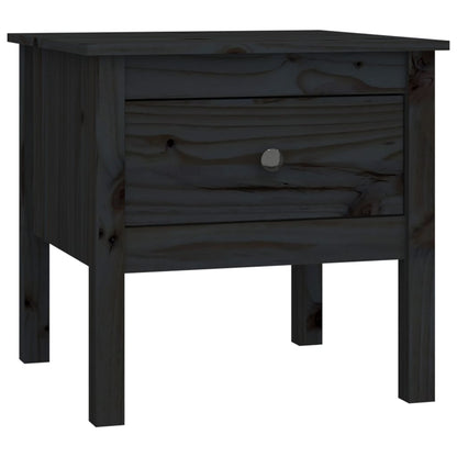 Side Table Black 50x50x49 cm Solid Wood Pine