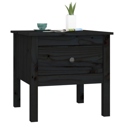 Side Table Black 50x50x49 cm Solid Wood Pine