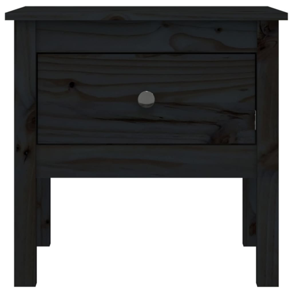 Side Table Black 50x50x49 cm Solid Wood Pine