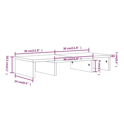 Monitor Stand Grey 60x24x10.5 cm Solid Wood Pine