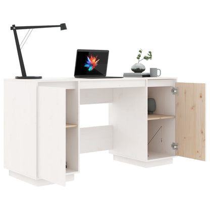 Desk White 140x50x75 cm Solid Wood Pine