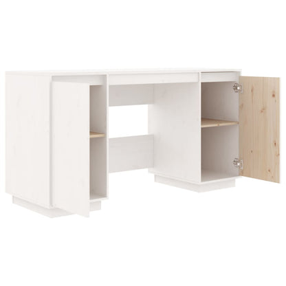 Desk White 140x50x75 cm Solid Wood Pine